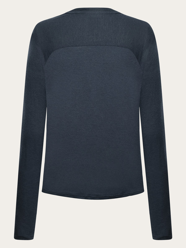 KnowledgeCotton Apparel - MEN Dynamic Wool 175 Single constructed long sleeve t-shirt - RWS Long Sleeves 1001 Total Eclipse