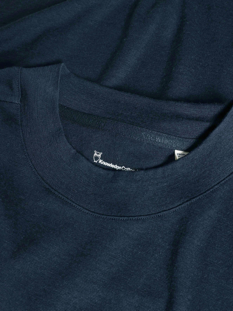 KnowledgeCotton Apparel - MEN Dynamic Wool 175 Single constructed long sleeve t-shirt - RWS Long Sleeves 1001 Total Eclipse