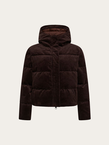 KnowledgeCotton Apparel - WMN Corduroy puffer jacket Jackets 1487 Chocolate Torte