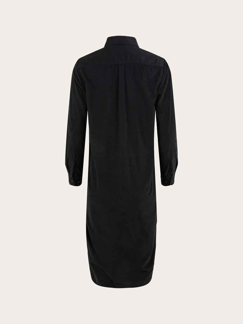 KnowledgeCotton Apparel - WMN Corduroy shirt dress Dresses 1300 Black Jet