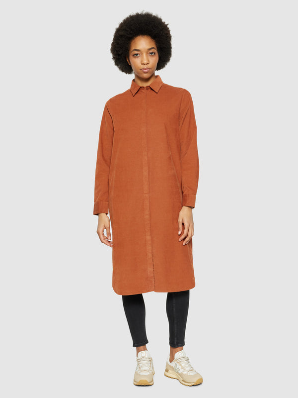 KnowledgeCotton Apparel - WMN Corduroy shirt dress Dresses 1426 Mocha Bisque