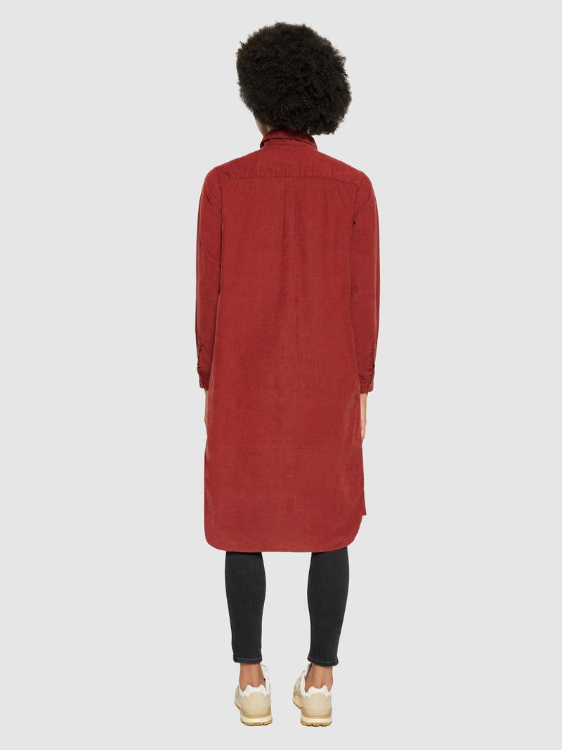 KnowledgeCotton Apparel - WMN Corduroy shirt dress Dresses 1478 Fired Brick