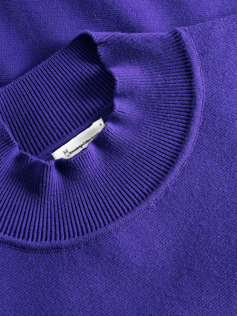 KnowledgeCotton Apparel - WMN Cotton high neck knit Knits 1416 Deep Purple