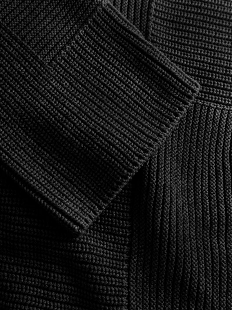 KnowledgeCotton Apparel - WMN Cotton loose fit crew neck knit Knits 1300 Black Jet
