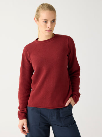 KnowledgeCotton Apparel - WMN Cotton micro bubble crew neck knit - Regenerative Organic Certified® - GOTS/vegan Knits 1478 Fired Brick