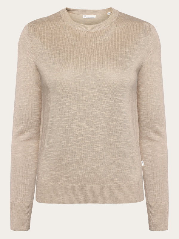 KnowledgeCotton Apparel - WMN Crew neck knit Tencel™ Knits 1228 Light feather gray