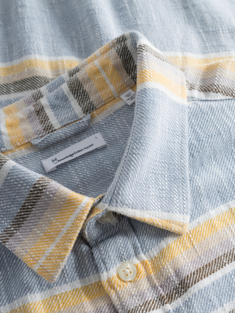 KnowledgeCotton Apparel - MEN Custom fit horisontal striped shirt Shirts 8006 Multi color