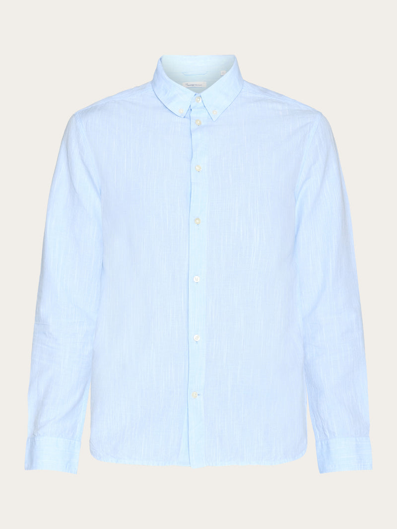 KnowledgeCotton Apparel - MEN Custom fit linen shirt Shirts 1009 Skyway