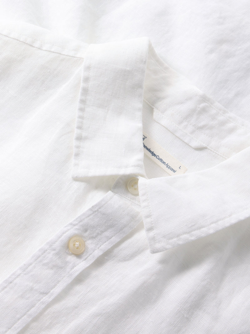 KnowledgeCotton Apparel - MEN Custom fit linen shirt Shirts 1010 Bright White