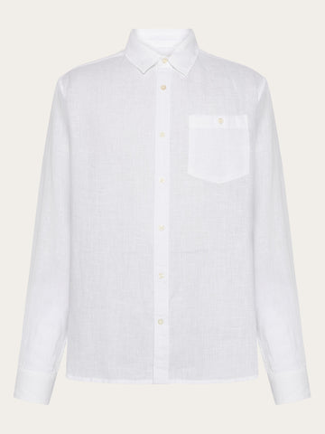 KnowledgeCotton Apparel - MEN Custom fit linen shirt Shirts 1010 Bright White