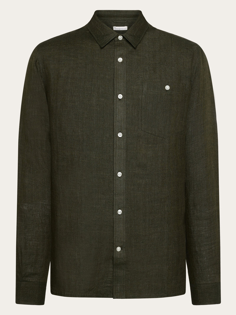 KnowledgeCotton Apparel Men's Custom Fit Linen Shirt
