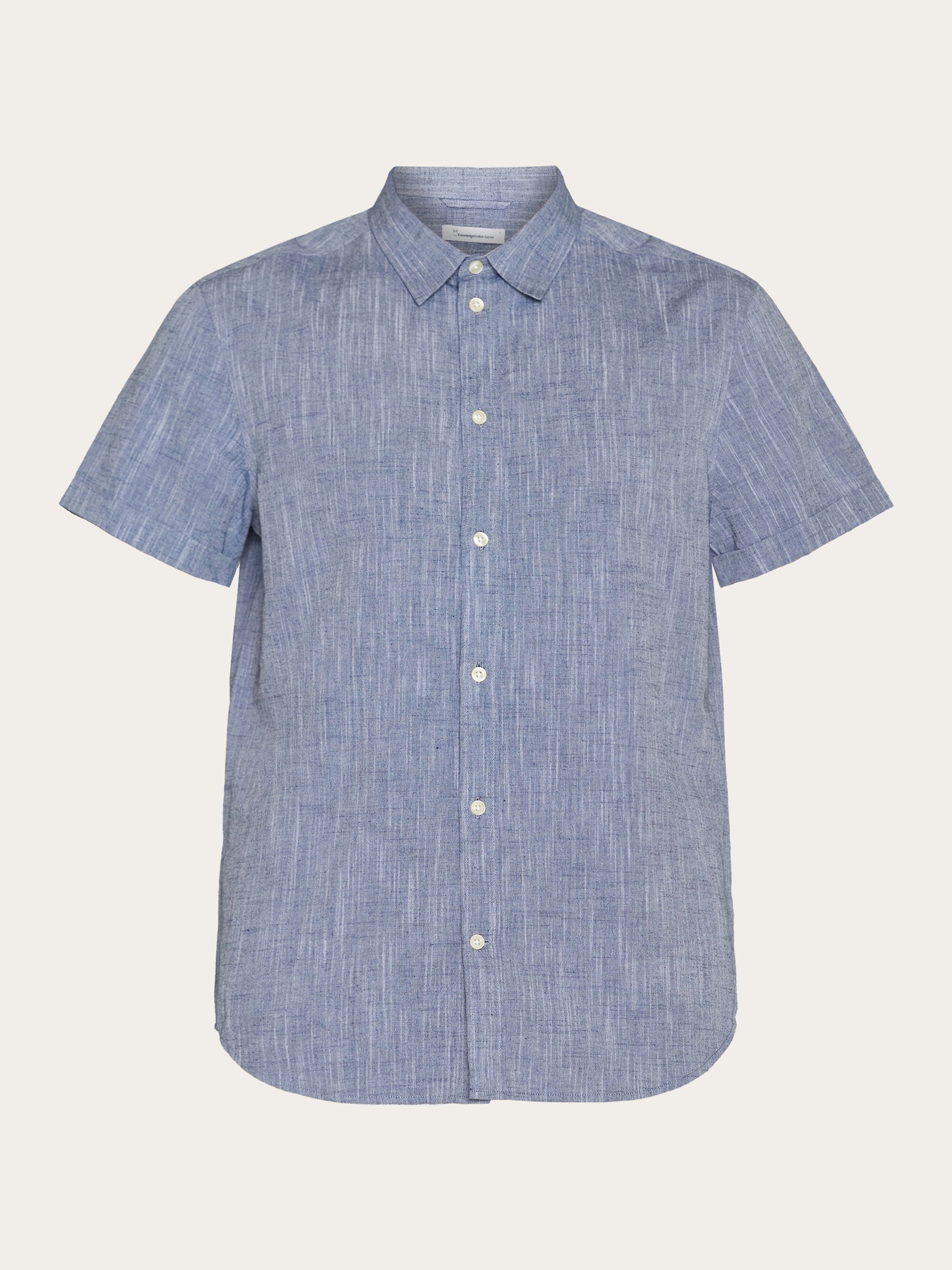 Buy Custom fit linen short sleeve shirt Total Eclipse from KnowledgeCotton Apparel