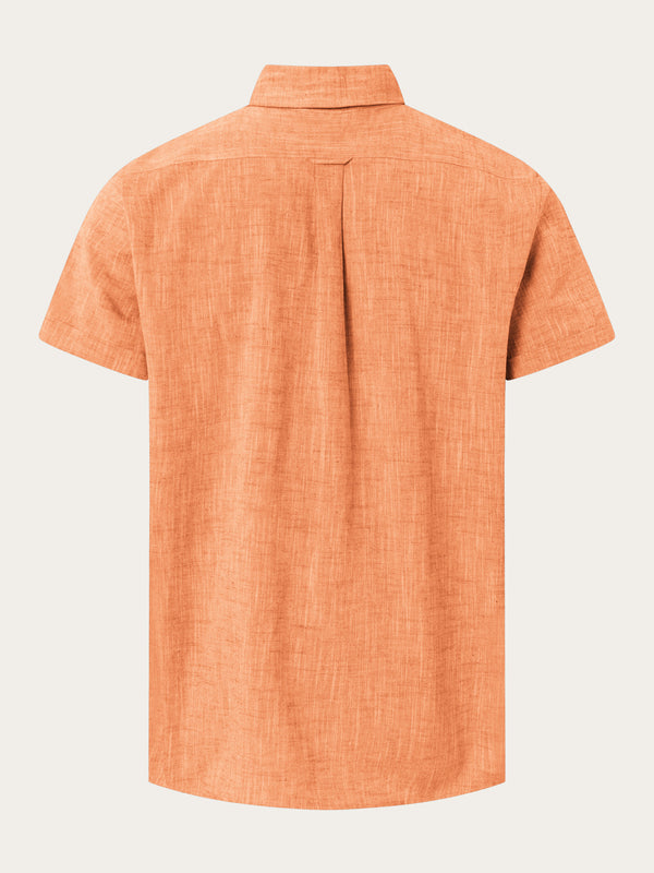 KnowledgeCotton Apparel - MEN Custom fit linen short sleeve shirt Shirts 1298	Orange popside