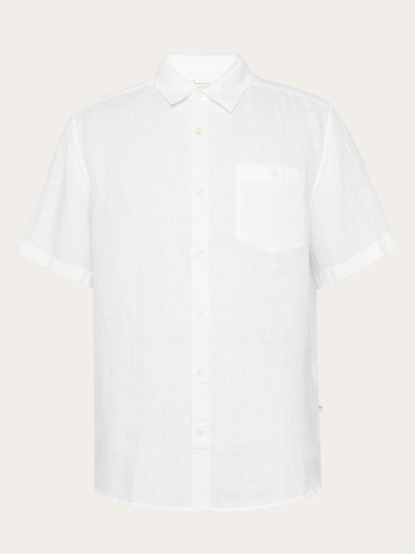 men dress shirt short sleeve white thick KnowledgeCotton Apparel Men's Custom Fit Linen Short Sleeve Shirt
