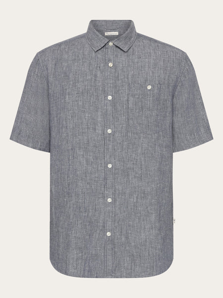 【IONSEOUL】Carmel Short Sleeve T Shirt 4JH142 Custom fit linen short sleeve shirt - Total Eclipse