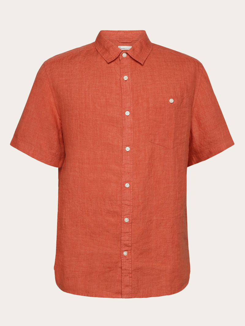 KnowledgeCotton Apparel - MEN Custom fit linen short sleeve shirt Shirts 1481 Langoustino