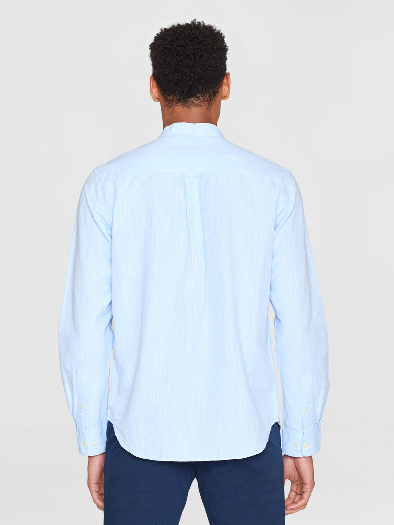 KnowledgeCotton Apparel - MEN Custom fit linen stand collar shirt Shirts 1009 Skyway