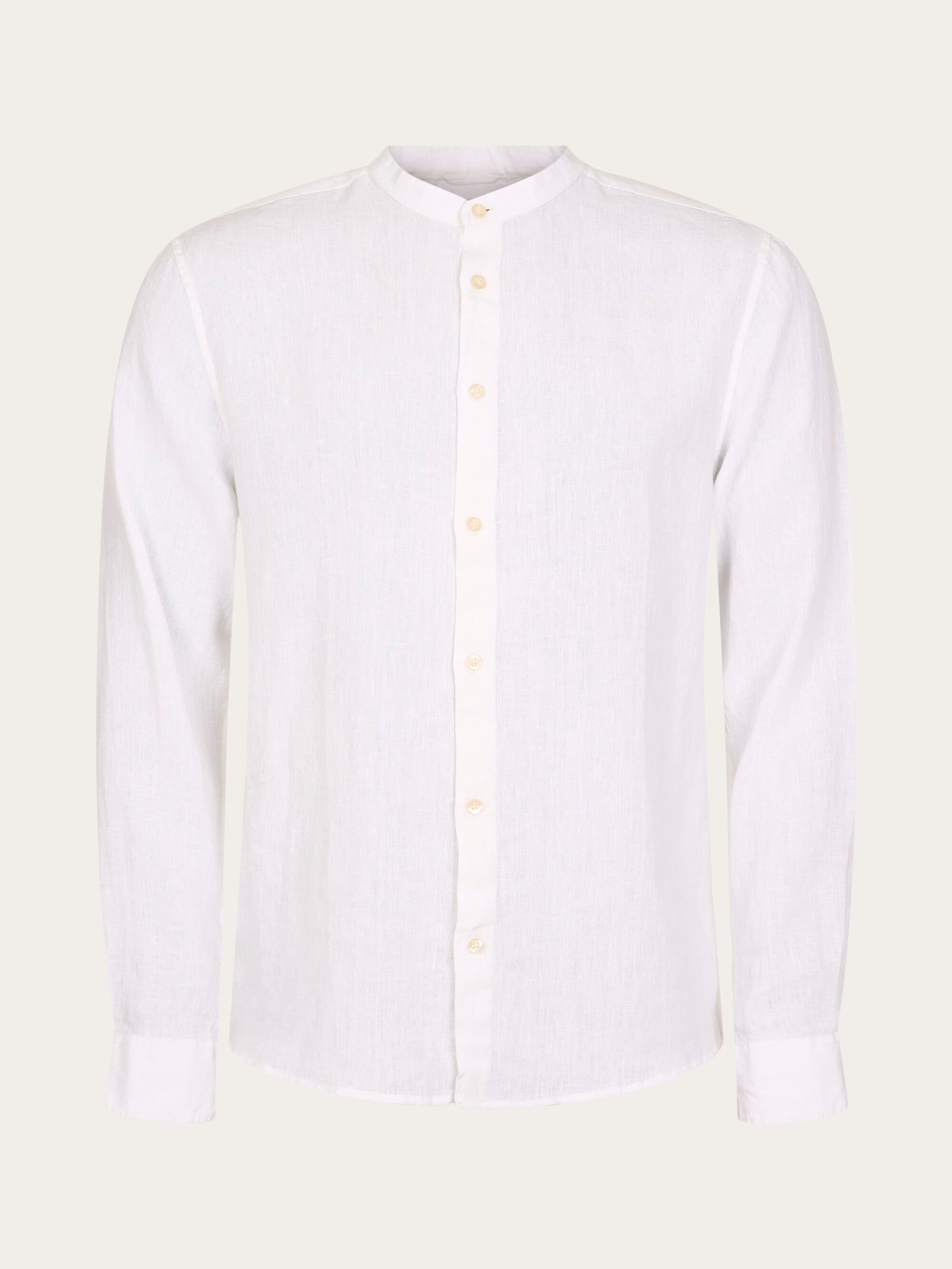 Custom fit linen stand collar shirt - Bright White