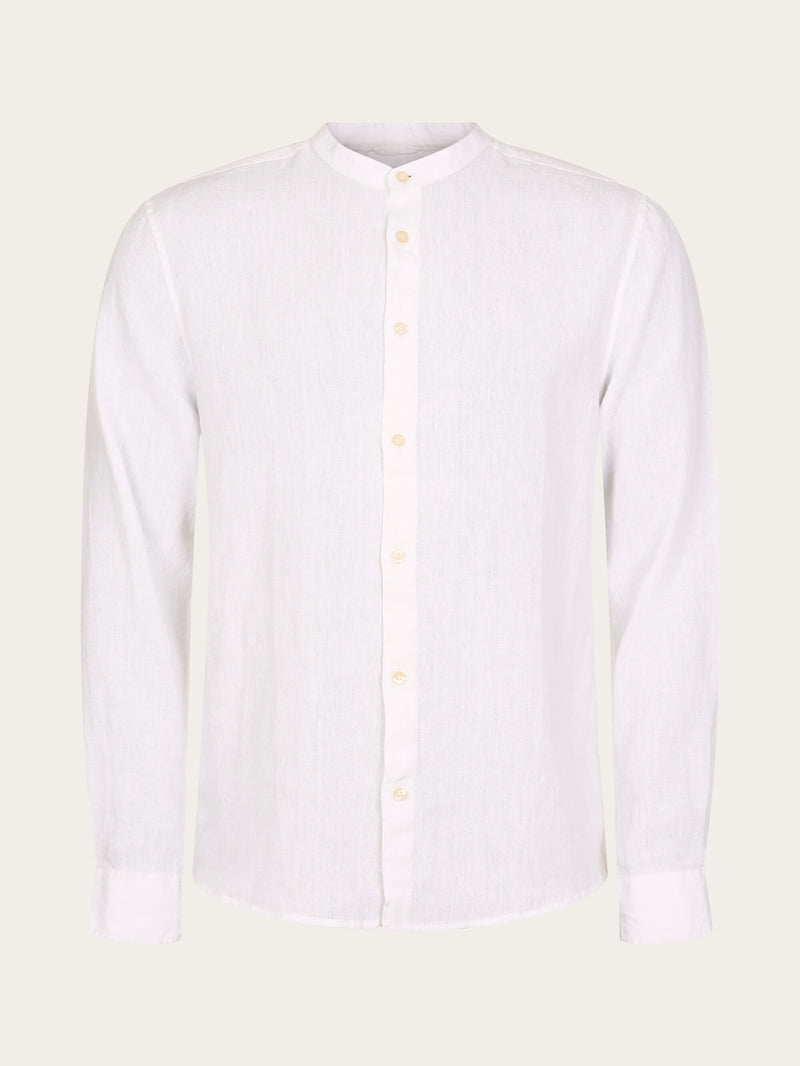 KnowledgeCotton Apparel Men's Custom Fit Linen Stand Collar Shirt