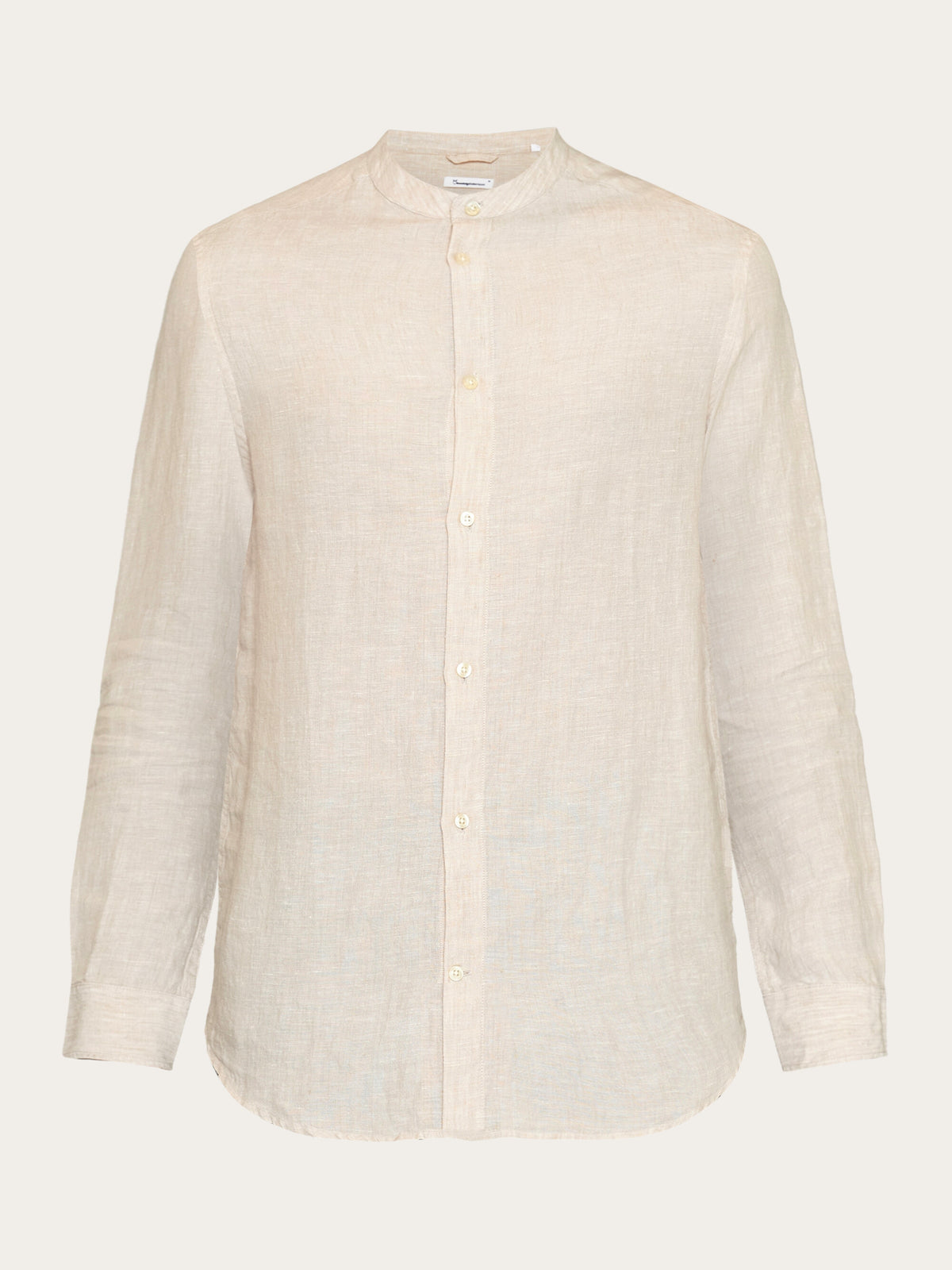 Custom fit linen stand collar shirt - Yarndyed - Light feather gray