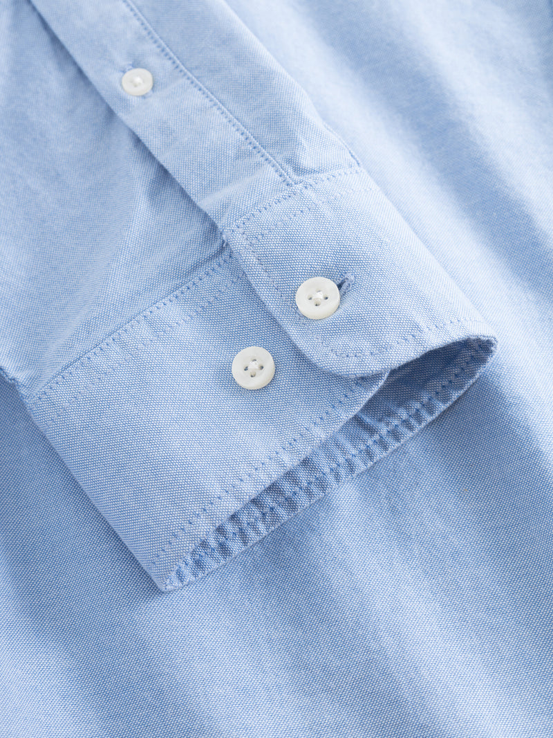 KnowledgeCotton Apparel - MEN Custom tailored fit small owl oxford shirt Shirts 1235 Lapis Blue