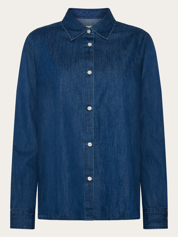 KnowledgeCotton Apparel - WMN Denim shirt Denim shirt 3059 Dark Blue denim