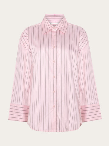 KnowledgeCotton Apparel - WMN Dew relaxed stripe shirt Shirts 8025 Red Stripe