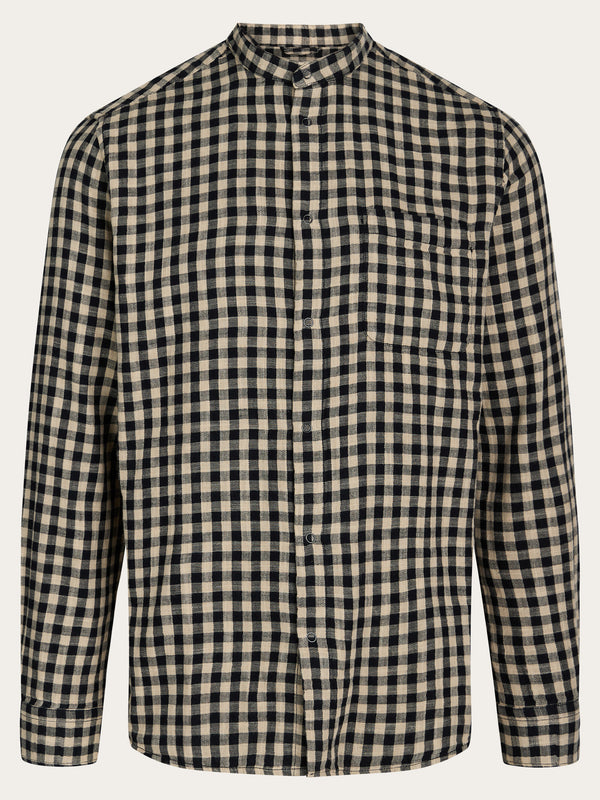 KnowledgeCotton Apparel - MEN Double layer checked custom fit shirt Shirts 1347 Safari