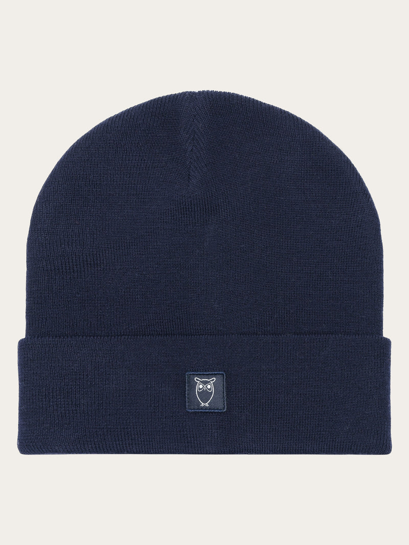 KnowledgeCotton Apparel - UNI Double layer fine merino wool beanie - RWS Hats 1001 Total Eclipse