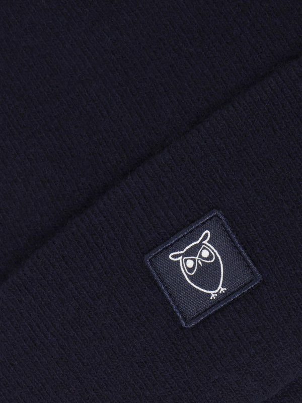 KnowledgeCotton Apparel - UNI Double layer wool beanie Hats 1001 Total Eclipse