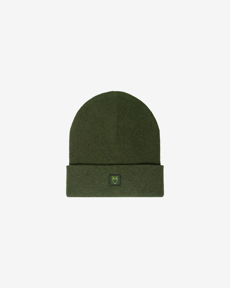 KnowledgeCotton Apparel - UNI Double layer wool beanie Hats 1090 Forest Night