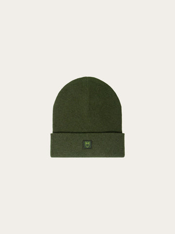 KnowledgeCotton Apparel - UNI Double layer wool beanie Hats 1090 Forest Night