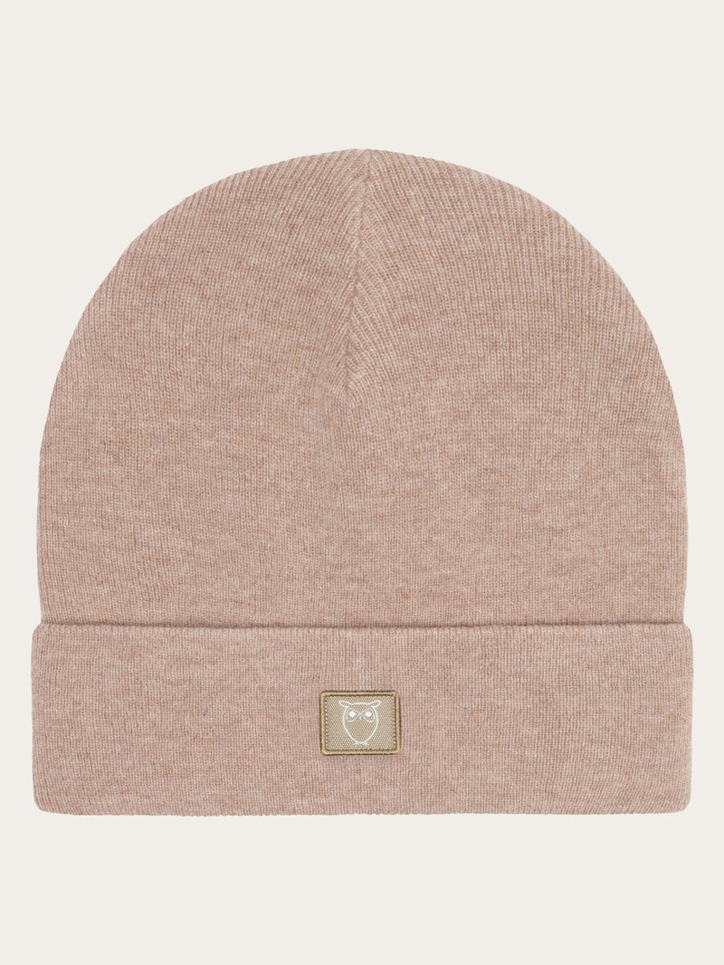 KnowledgeCotton Apparel - UNI Double layer wool beanie Hats 1336 Kelp melange