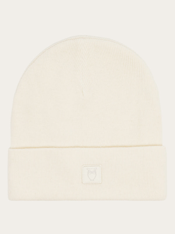 KnowledgeCotton Apparel - UNI Double layer wool beanie Hats 1387 Egret