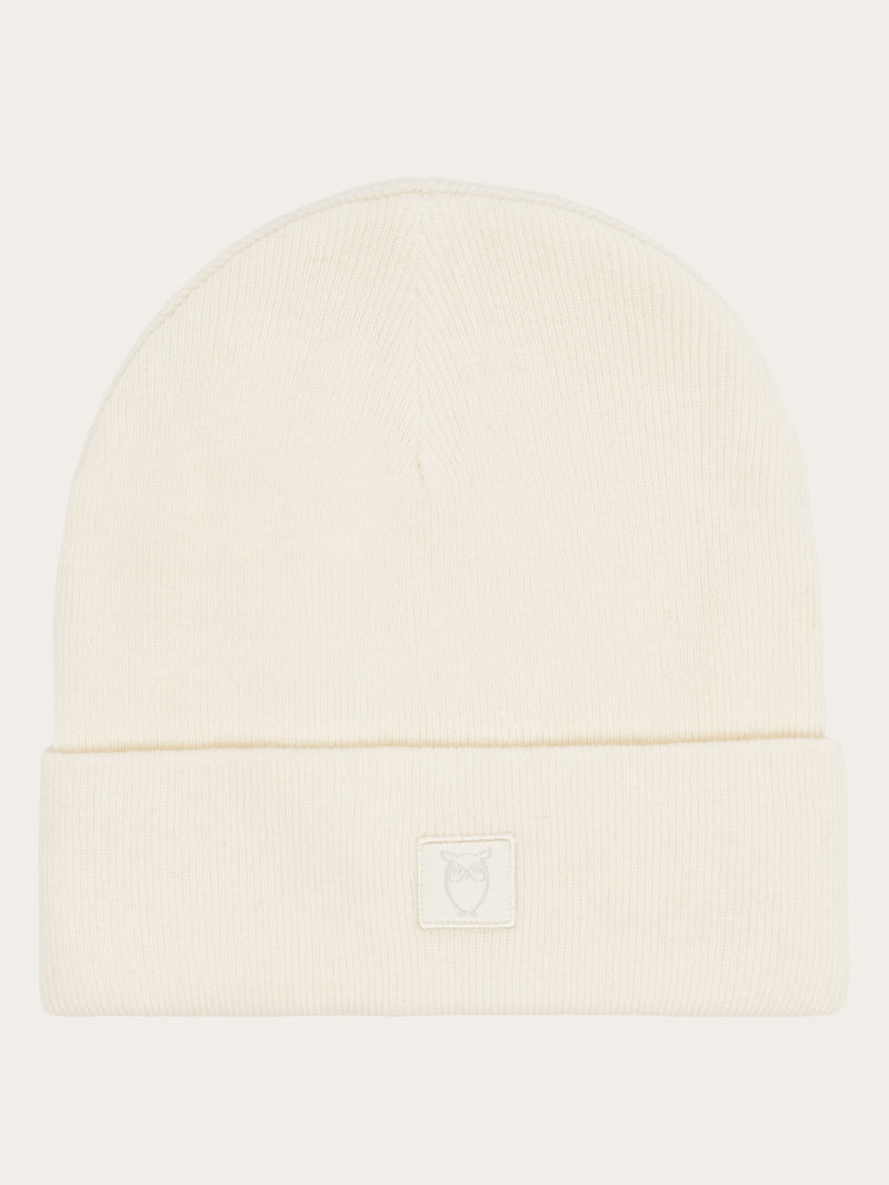 KnowledgeCotton Apparel - UNI Double layer wool beanie Hats 1387 Egret