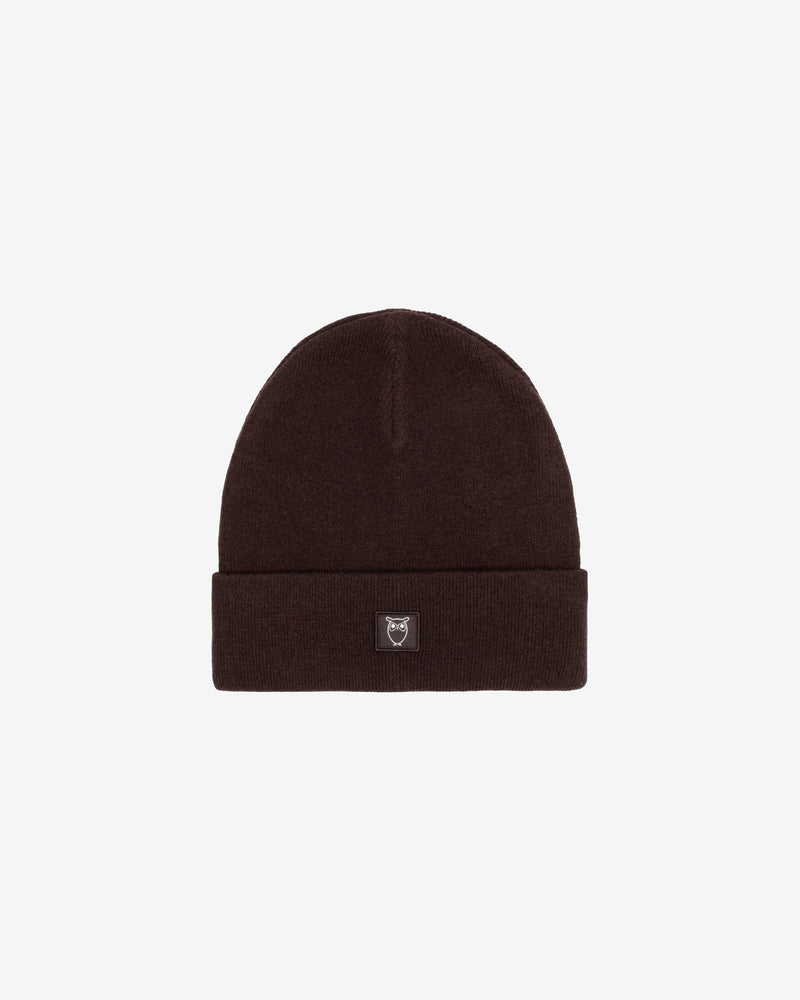 KnowledgeCotton Apparel - UNI Double layer wool beanie Hats 1487 Chocolate Torte