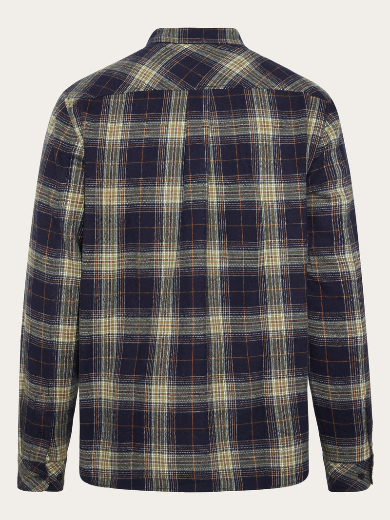 KnowledgeCotton Apparel - MEN Dune regular check flannel shirt Shirts 7021 blue check