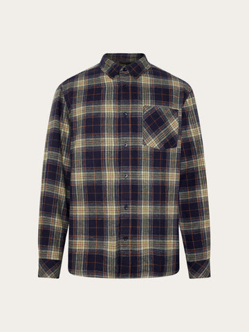 KnowledgeCotton Apparel - MEN Dune regular check flannel shirt Shirts 7021 blue check