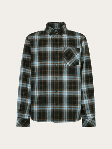 KnowledgeCotton Apparel - MEN Dune regular check flannel shirt Shirts 7023 Green check