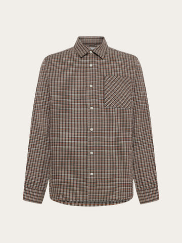KnowledgeCotton Apparel - MEN Dune regular check shirt Shirts 7025 Red check