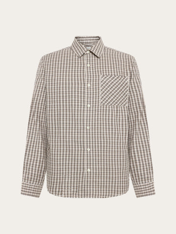 KnowledgeCotton Apparel - MEN Dune regular check shirt Shirts 7033 Creme check