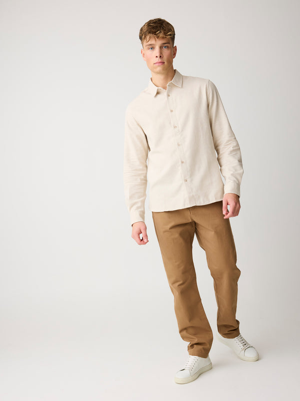 KnowledgeCotton Apparel - MEN Dune regular flannel shirt Shirts 1228 Light feather gray