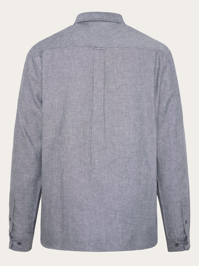 KnowledgeCotton Apparel - MEN Dune regular flannel shirt Shirts 1412 Night Sky