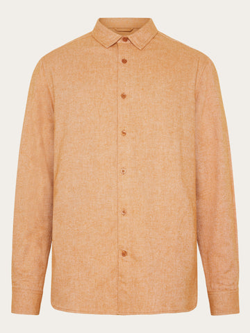 KnowledgeCotton Apparel - MEN Dune regular flannel shirt Shirts 1485 Pumpkin Spice