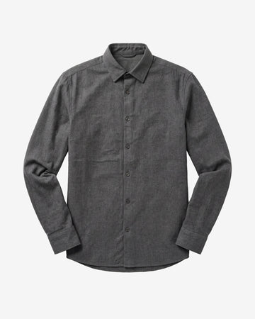 KnowledgeCotton Apparel - MEN Dune regular flannel shirt Shirts 1073 Dark Grey Melange