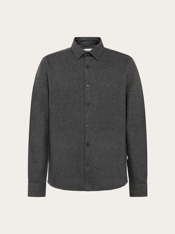 KnowledgeCotton Apparel - MEN Dune regular flannel shirt Shirts 1073 Dark Grey Melange