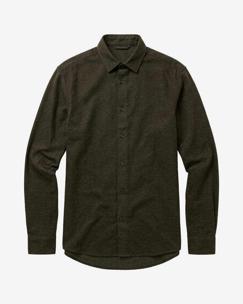 KnowledgeCotton Apparel - MEN Dune regular flannel shirt Shirts 1090 Forest Night