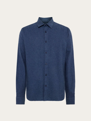 KnowledgeCotton Apparel - MEN Dune regular flannel shirt Shirts 1226 Vintage Indigo