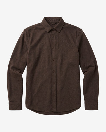 KnowledgeCotton Apparel - MEN Dune regular flannel shirt Shirts 1487 Chocolate Torte