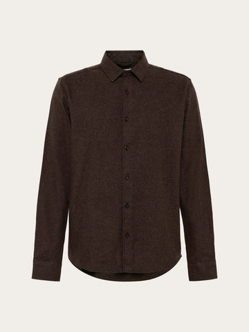 KnowledgeCotton Apparel - MEN Dune regular flannel shirt Shirts 1487 Chocolate Torte